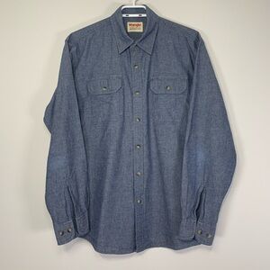 Men's Wrangler Authentics Blue Chambray Shirt - Size Medium
